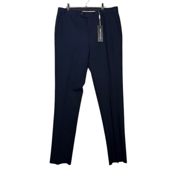 NWT The Suit Shop Navy Blue Dress Slacks Slim Stretch Fit 33 R - Picture 3 of 12